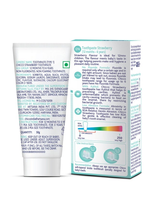 Chicco Toothpaste for Kids, Best for Baby (1y-6y), Strawberry Flavour, 50g | Fluoride-Free & Low Abrasive | Removes Plaque, Helps Prevent Cavities | IDA Accepted - Image 5